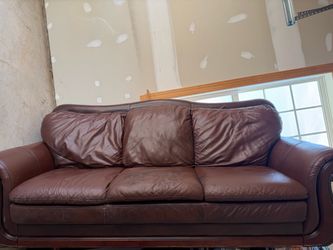 Brown Leather 3-Seat Sofa
