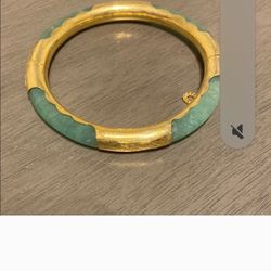 Gold And Jade Bangle Bracelet 
