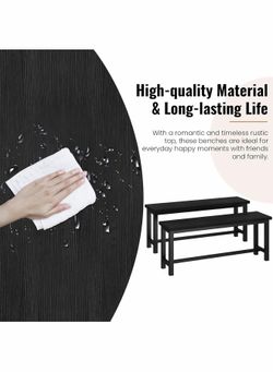 AWQM Table Bench, Pair of 2, Dining Bench, Thickened Steel Frame, Wood Bench, Industrial Style, for Kitchen and Dining Room, 12''Dx38.5''Wx17''H, Rust