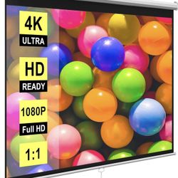 VIVOHOME 100Inch Manual Pull Down Projector Screen, 16:9 HD Retractable Widescreen for Movie Home Theater Cinema Office Video Game