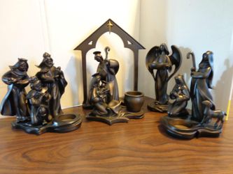 Party Lite Bronze Nativity Scene Christmas