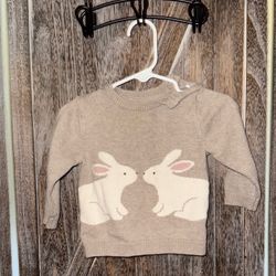H&M Tan And White Bunny Sweater 9month Old