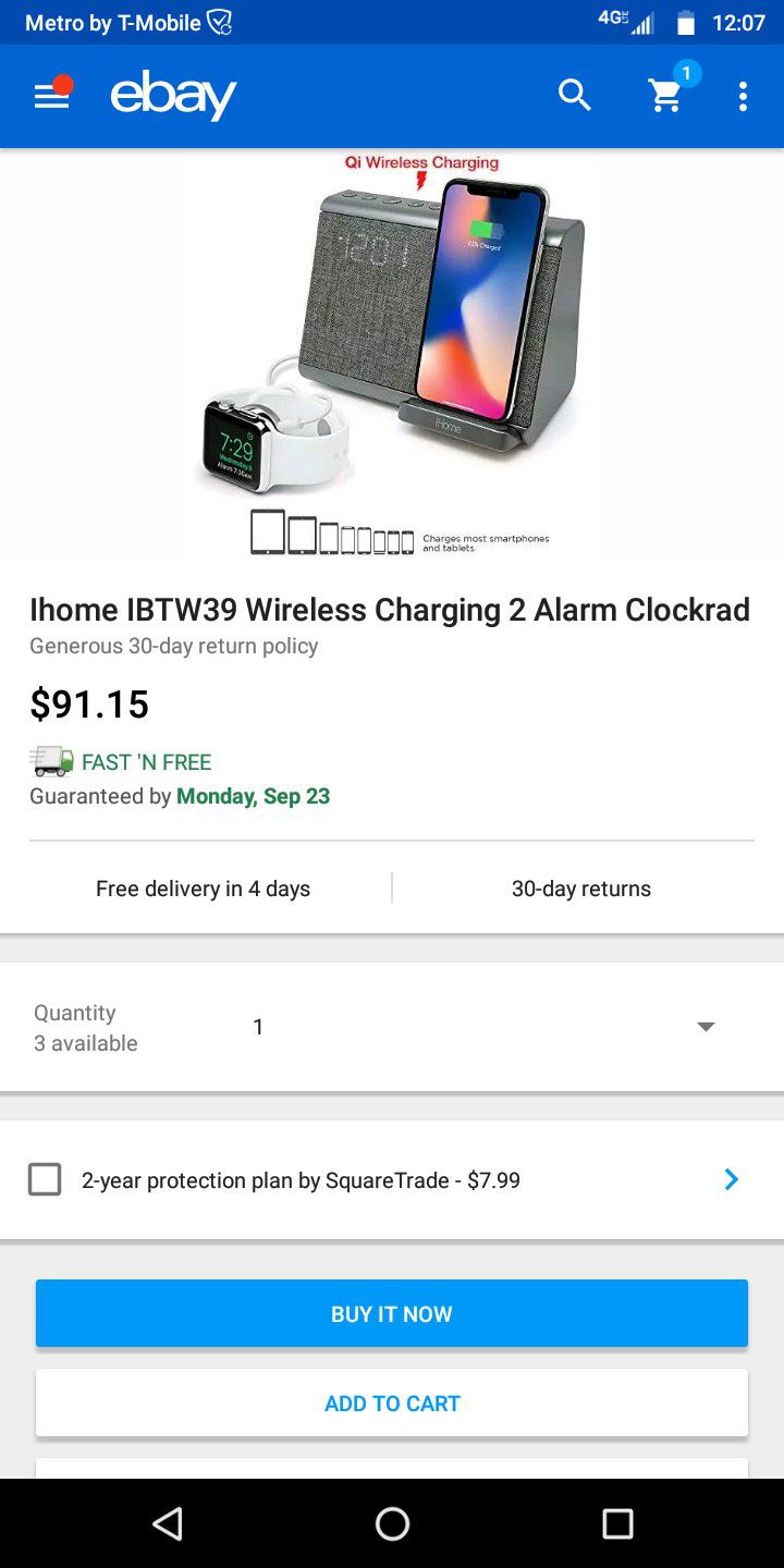 iHome clock Bluetooth wireless charger
