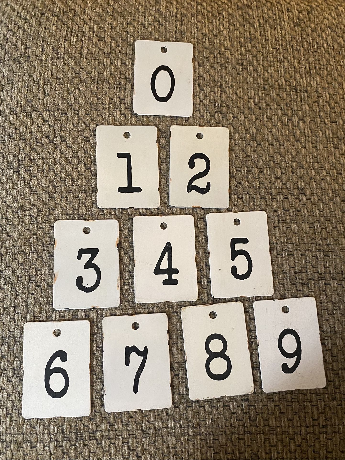 Vintage Style Metal Numbered Tags