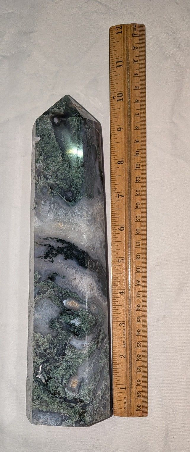 Large Moss Agate Tower