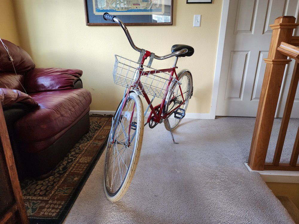 SCHWINN Touring Lightweight Vintage Bicycle, 26" Delta Cruiser White Wall Tires, 25 or 24" Frame, Front Basket.