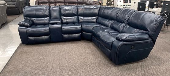 Blue power Reclining Sectional Sofa With Gel