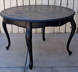 Matte black vintage dining table w/leaf