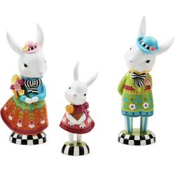 Mackenzie & Child Bunny Figure, Spring and Easter Rabbit Decor, Set of 3 Calico Bunny Figures