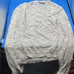 Brandy Melville Gray White Striped Knit Pullover