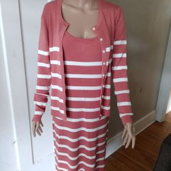 New Large Woman's Cardigan And Dress Set