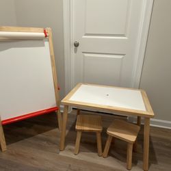 Kids Table Set + Double Sided Easel w/ Storage