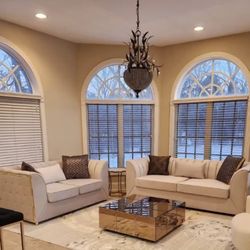 $5 Down Modern Cream Sofa Set 