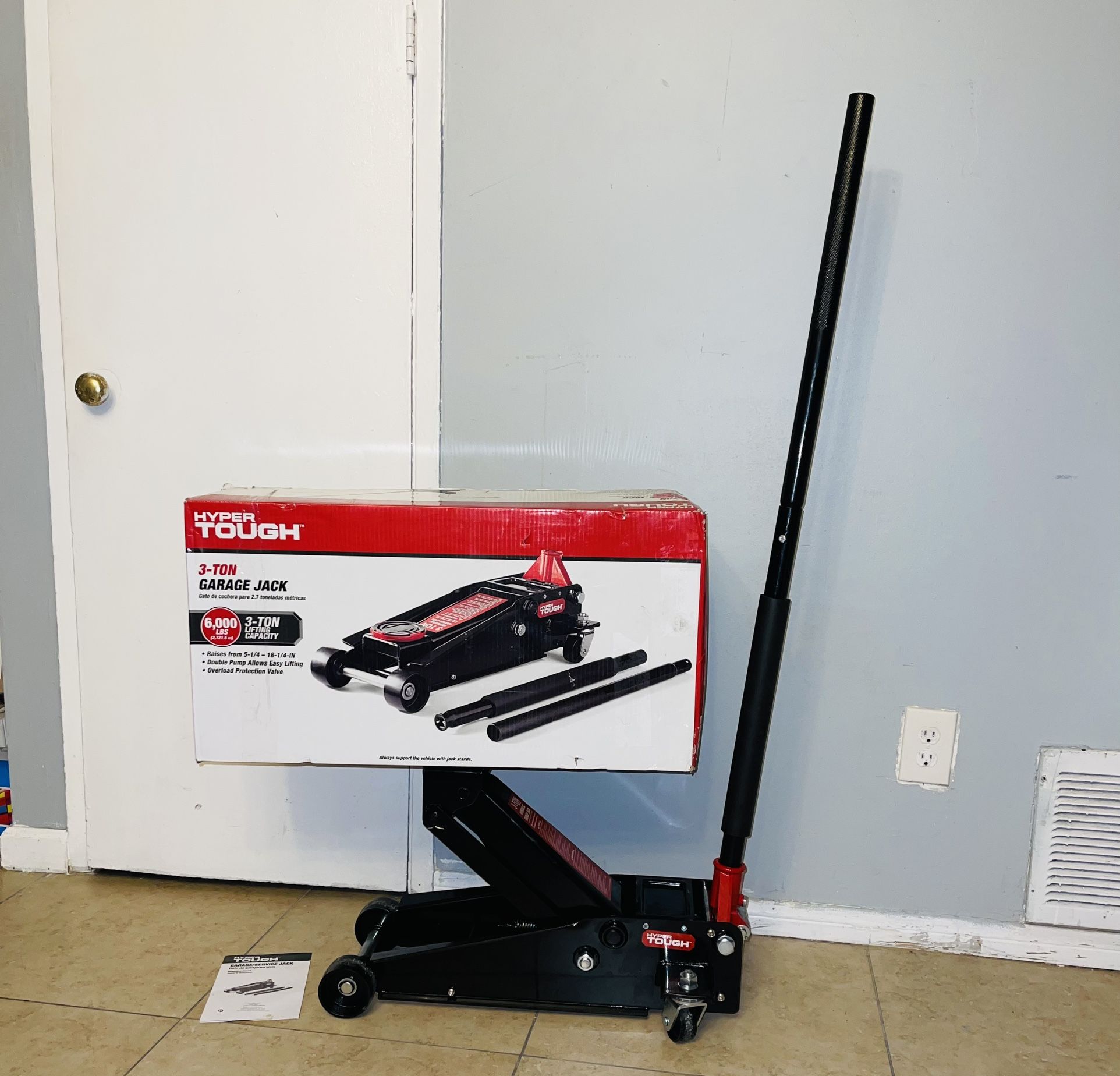 Hyper Tough TH33007D 3Ton (6000LBS) Capacity Garage Jack