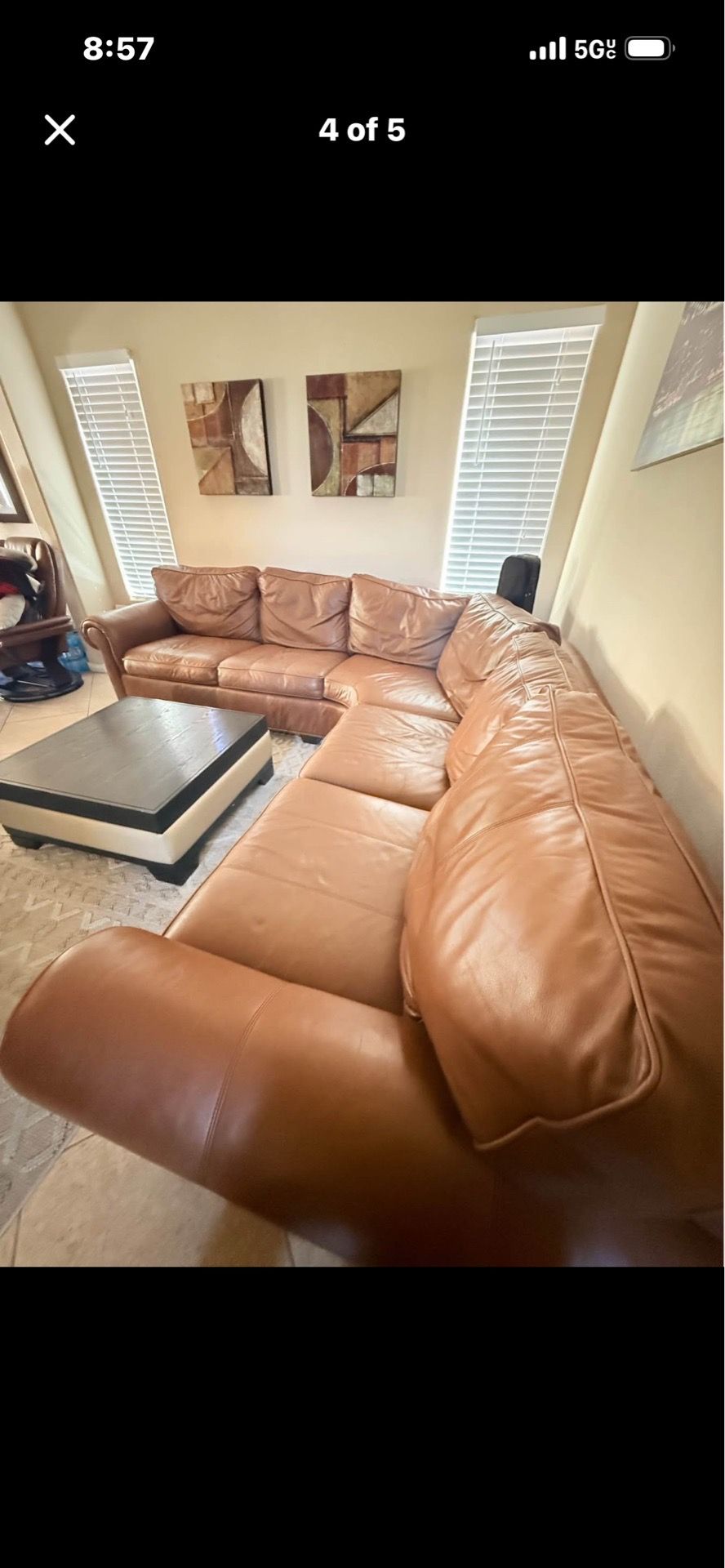 Beautiful elegant upscale luxury Italian Leather Sectional Sofa