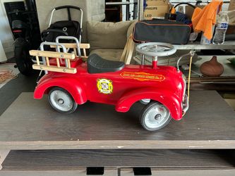 Vintage Style Ride-On Fire Truck Pedal Car for Kids