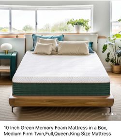 Queen size mattress, medium firm, 10 inch, green