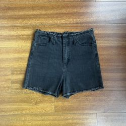 Black Denim High Rise Shorts