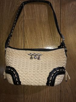 💥Brighton brown leather and straw wicker handbag💥