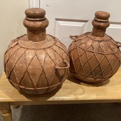 Awesome Set Of Earthenware & Rope XXL Clay Water Pots/Vessels!!