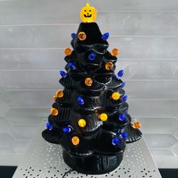 Mr. Halloween Haunted Halloween Black Ceramic Light up Tree LED Bulbs, 14"tall, works great