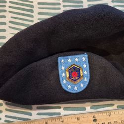 US Army Military Black Wool Beret (7 1/4) Uniform Hat ASU Dress Blue