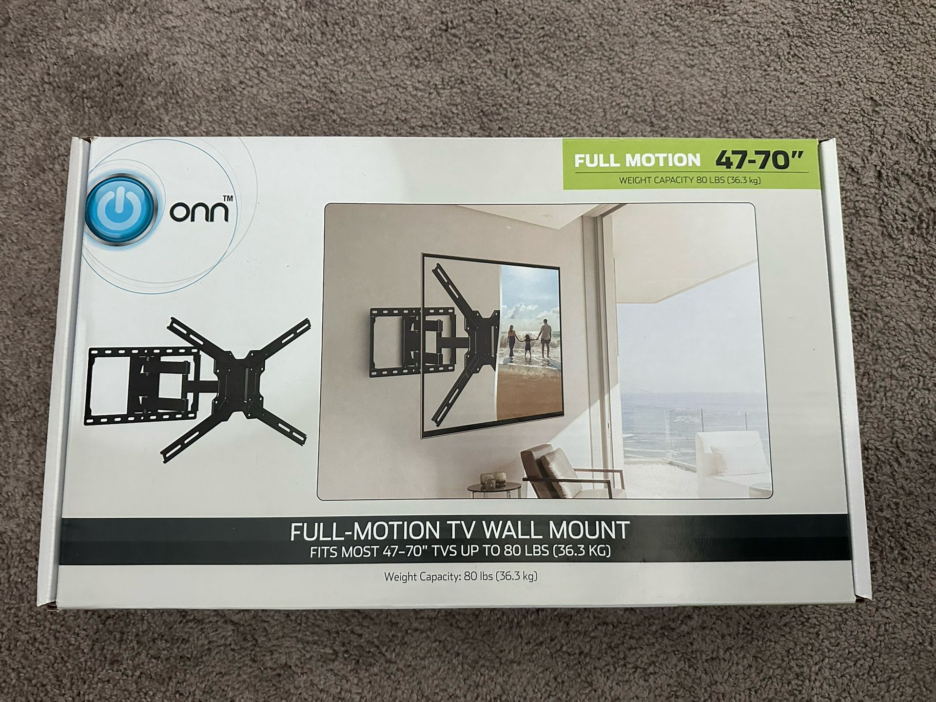 Brand New ONN Full Motion TV Wall Mount (47”-70”) – Dual Swivel Arms