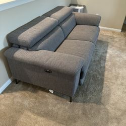 Talin Grey 85" Power Reclining Sofa with Adjustable Headrest & USB