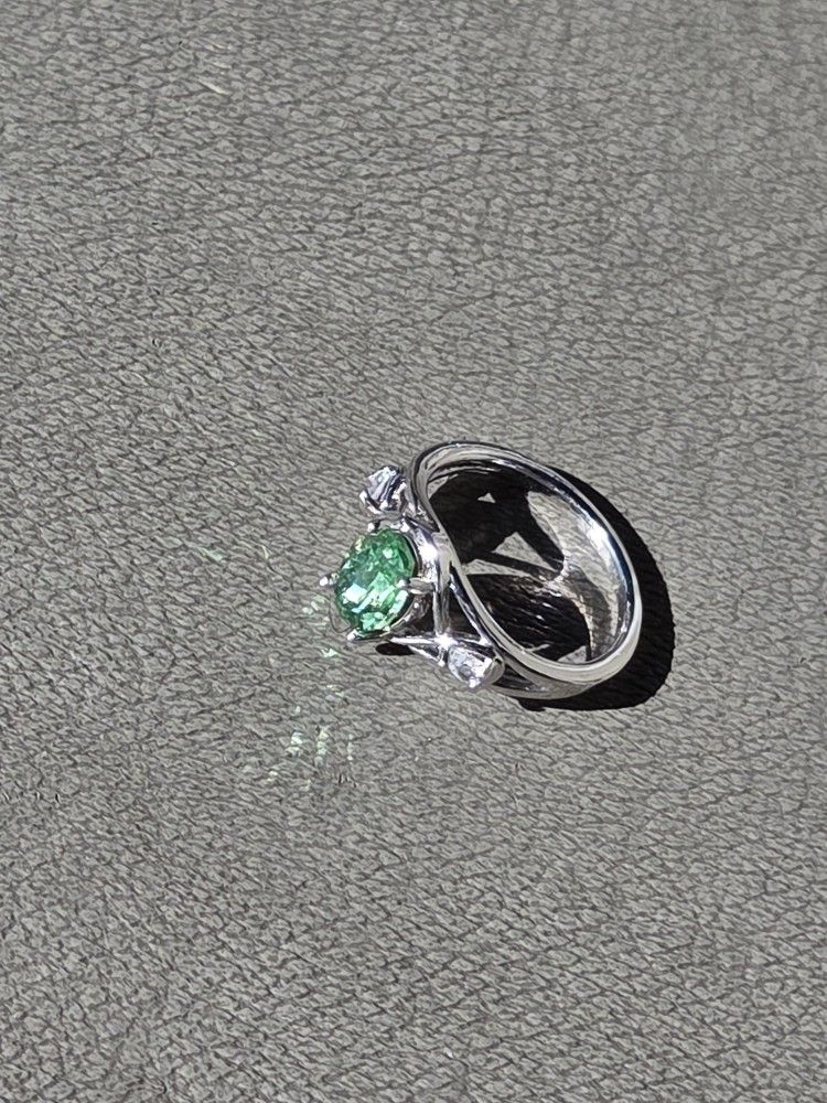 Silver Ring With Green Gem