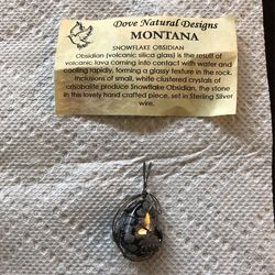 Wrapped Snowflake Obsidian Set In Sterling Silver Wire