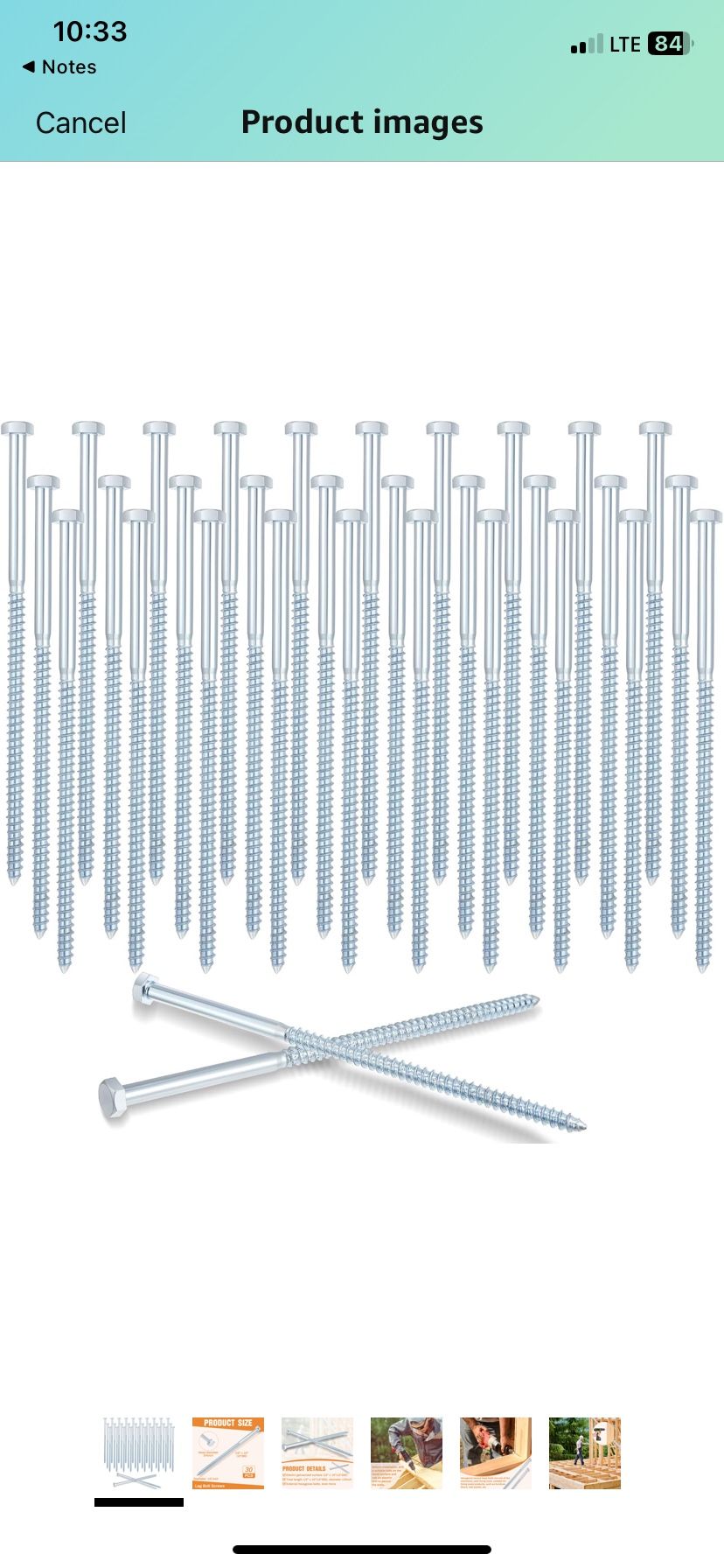 Tandefio 30 Packs Lag Bolt Screws Galvanized Hex Head Lag Bolts for Wood (1/2" X 10")