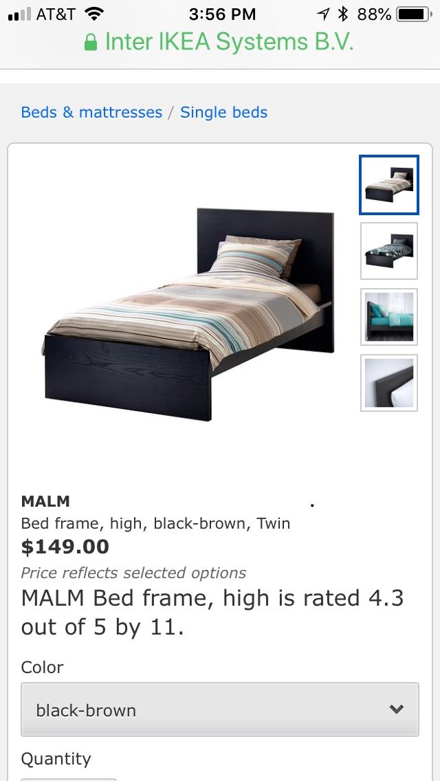 IKEA single bed with mattress.