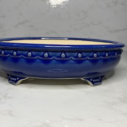 Large Blue Ceramic Glazed Bonsái Pot 