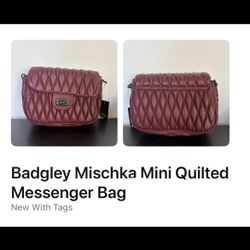 Brand New (Still in Plastic/ W/Tags) Badley Mischka Mini Quilted Messenger Bag, MSRP $149 , selling for $50