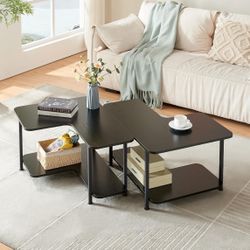 Modular Coffee Table Set Of 2  Black