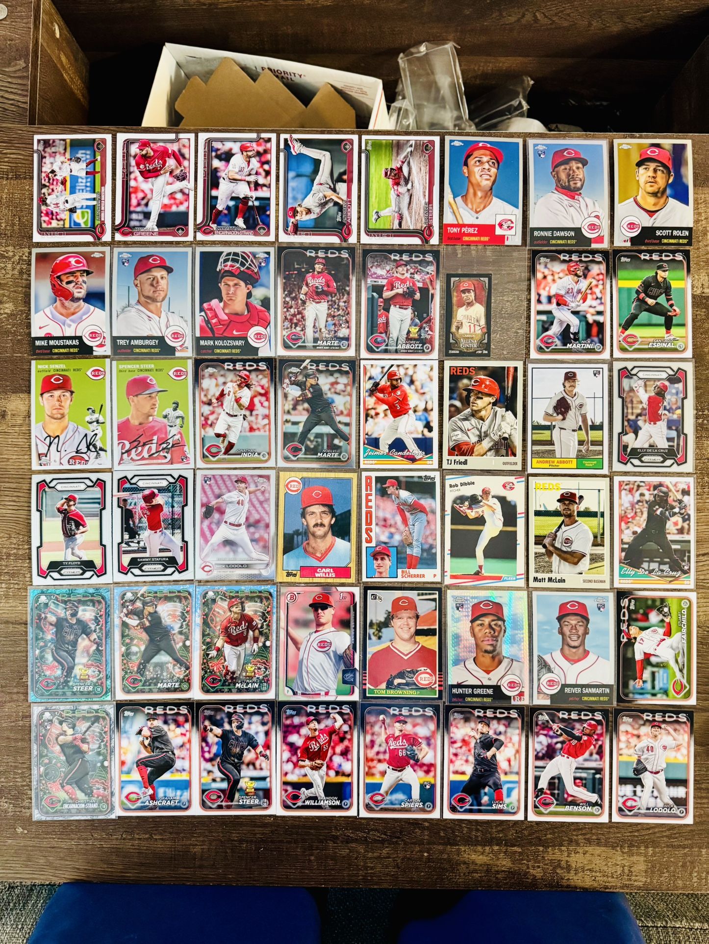 Cincinnati Reds Baseball Card Lot (84) RCs, Elly, Greene, McLain, Steer, Votto