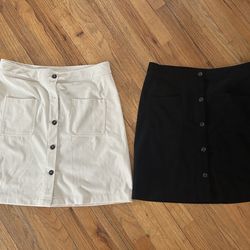 Black and cream button up skirts bundle Size XL