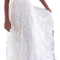 Women's Long Lace Wedding Dress