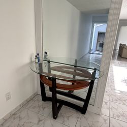 Console Table Half Moon Wood