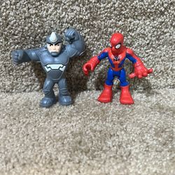 Marvel Super Hero Squad Spiderman & Rhino action figures Imaginext Playskool