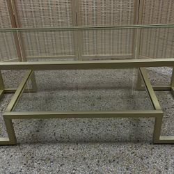 Gold 45” W Modern Glass Coffee Table 17” H 🚚 Extra