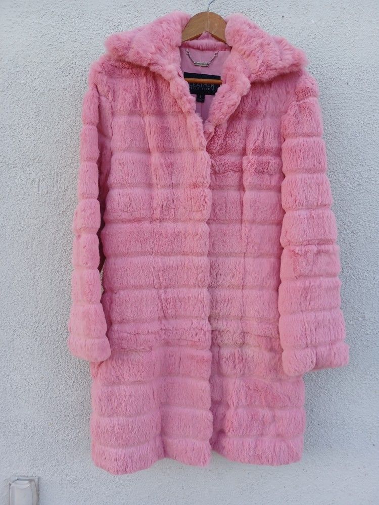 Stunning Lady's Pink Fur Coat, sz SMALL