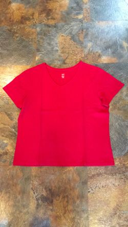 Hanes Perfect T  V-neck S/S Red XL