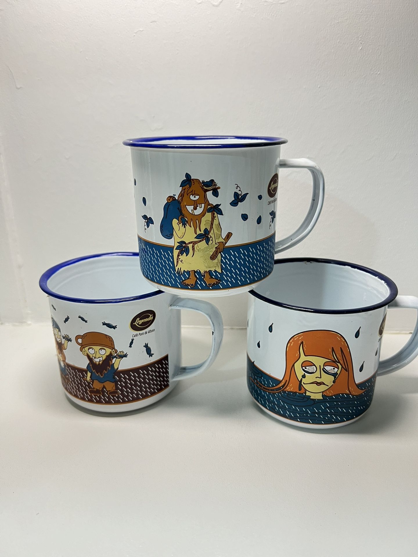 Vintage Costa Rica Leyenda Enamel Cups 3 piece’s