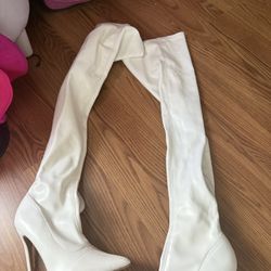 white thigh high boots