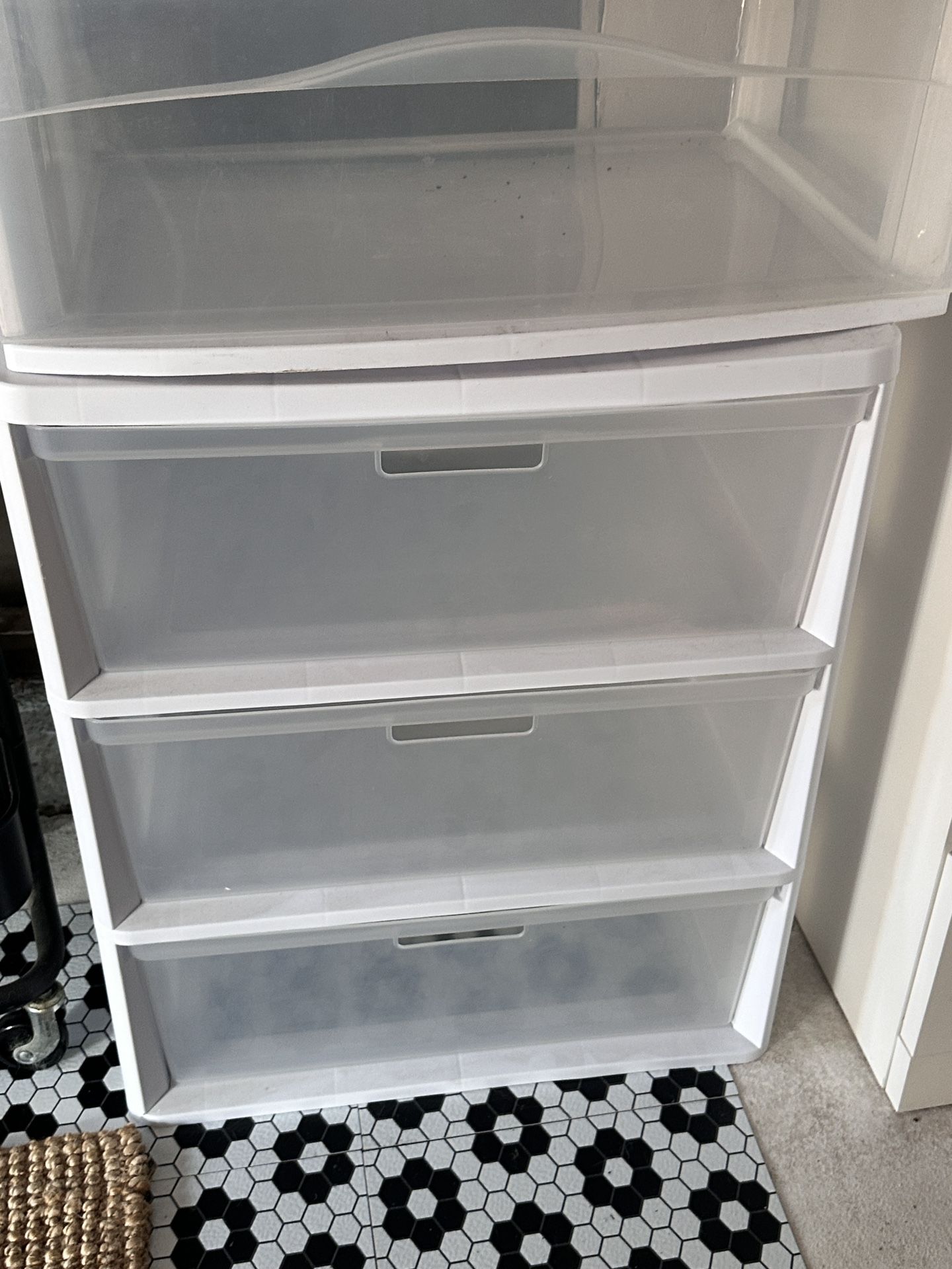 Sterilite Wide 3 Drawer Cart, Clear Plastic Storage Drawers 