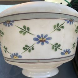 Antique Floral Painted Light Fixture Glass Cover