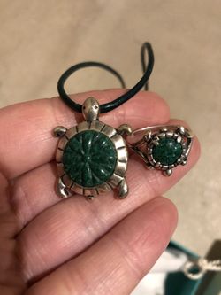 Carolyn Pollack turtle ring & necklace set QVC