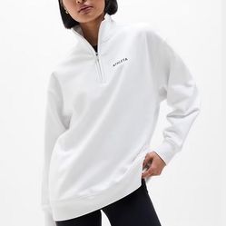 NEW - Athleta Women’s Power of She Forever Fleece 1/4 Zip Sweatshirt - White Medium