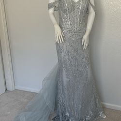 Brandnew Elegant Silver Dress Size Small Retail Value $1699 + Tax 